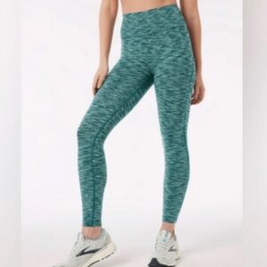 Outdoor Voices flow leggings in patina teal mix green